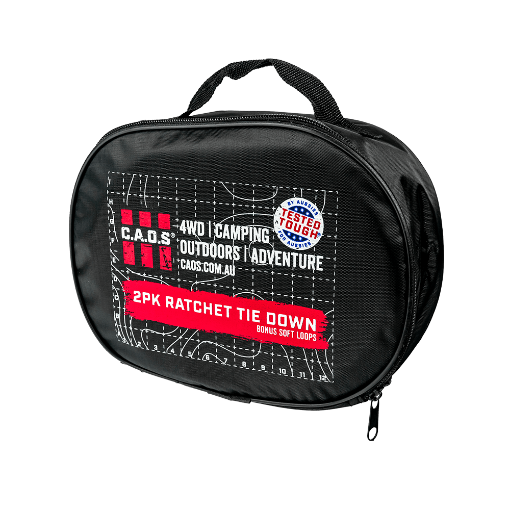 CAOS Ratchet Straps 2 Pack - Bonus 2 Tie Down Soft Loops