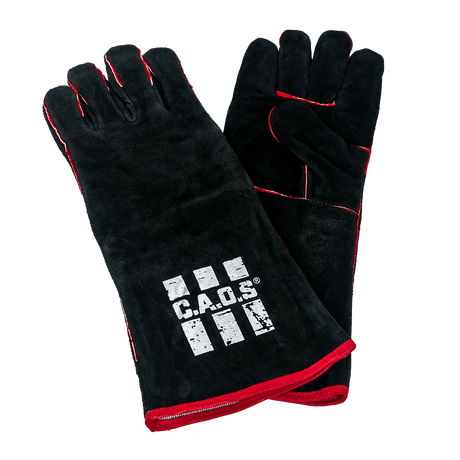 Heatproof Camp Oven and Welding Gloves (Black/Red Trim)