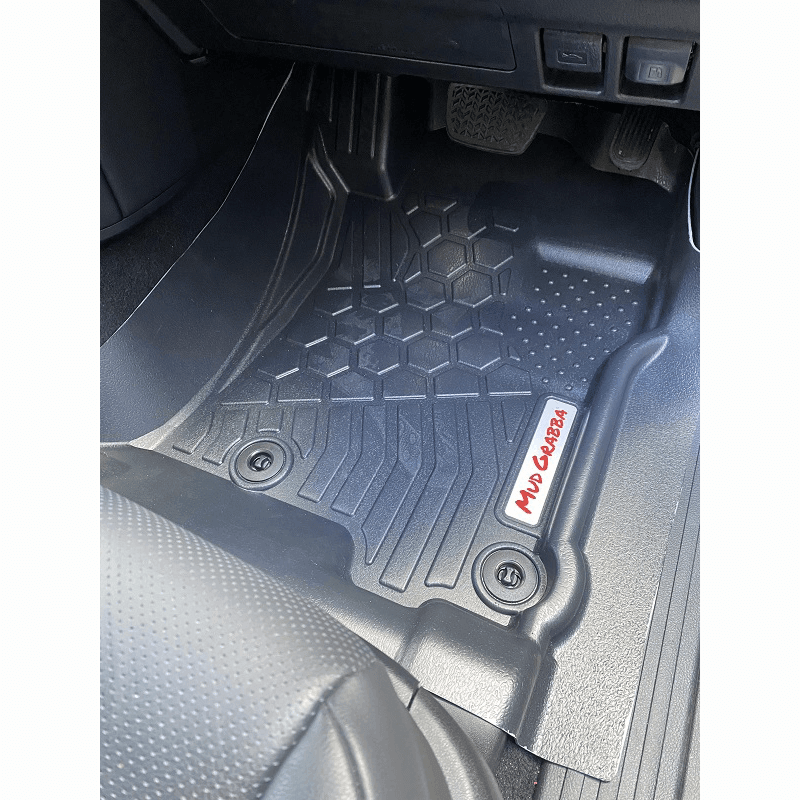 Mudgrabba 4WD Moulded Floor Mats suits Toyota Landcruiser 70 / 78 / 79 Series Dual Cab 2012 - On Front & Rear Set Manual Black (AVAILABLE)