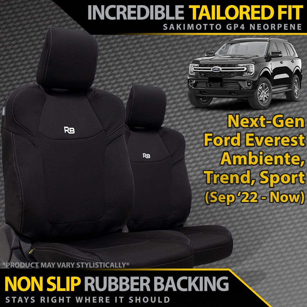 Ford Next-Gen Everest Neoprene 2x Front Row Seat Covers (Available)