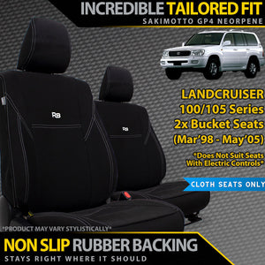 Toyota Landcruiser 100/105 Series Neoprene 2x Front Seat Covers (Available)