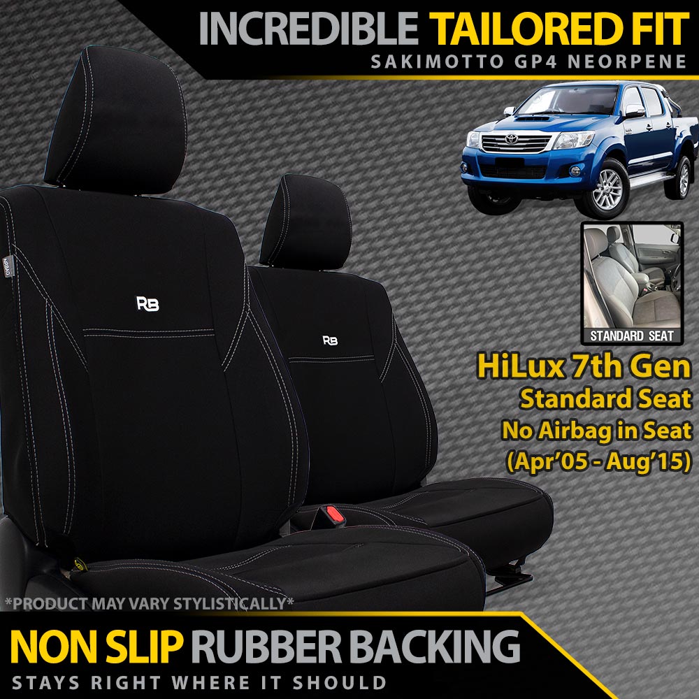 Toyota HiLux 7th Gen (STD SEAT) Neoprene 2x Front Seat Covers (Available)