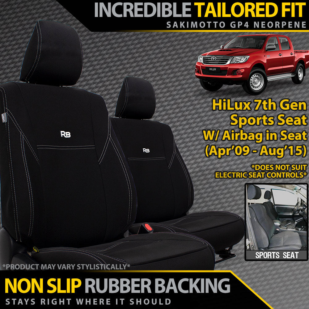Toyota Hilux 7th Gen (SPORT SEAT) Neoprene 2x Front Seat Covers (Available)