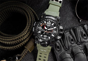 CAOS Sports and Adventure Watch (Black Face & Green Band)