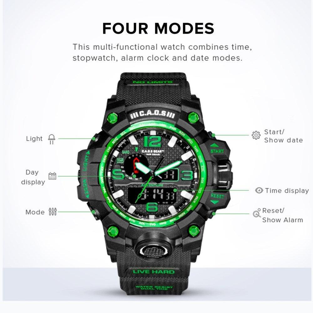 CAOS Sports and Adventure Watch (Black/Green)