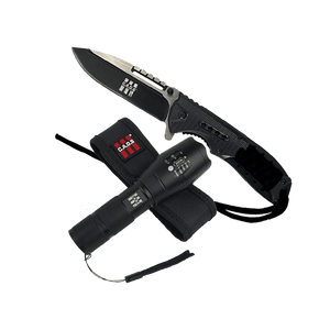 CAOS TACTICAL Folding Survival Knife + LED Torch Set