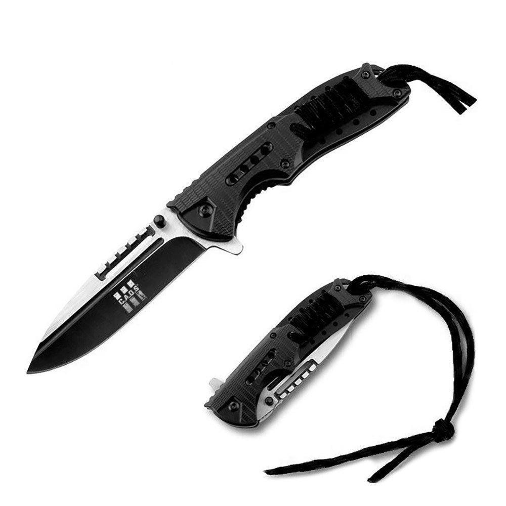 CAOS TACTICAL Folding Survival Knife with Nylon Belt Pouch