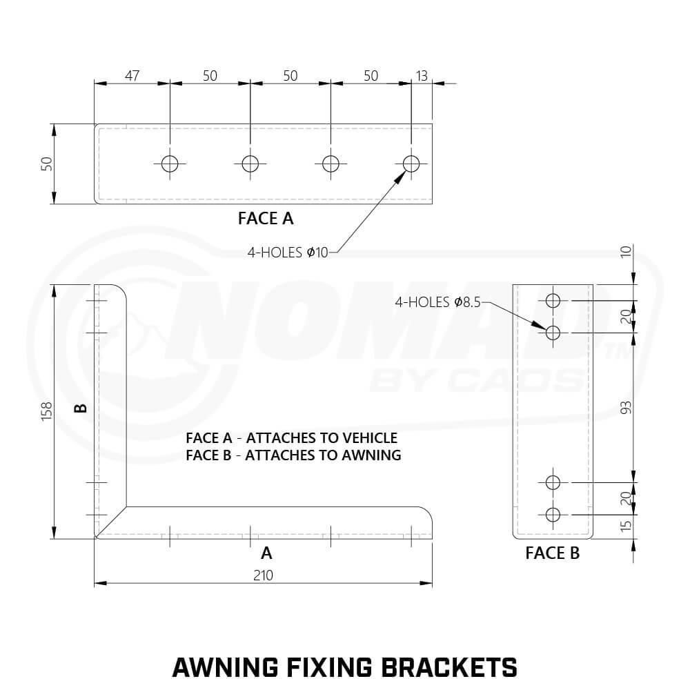 NOMAD Awning Mounting Brackets (Pair) and Stainless fixings